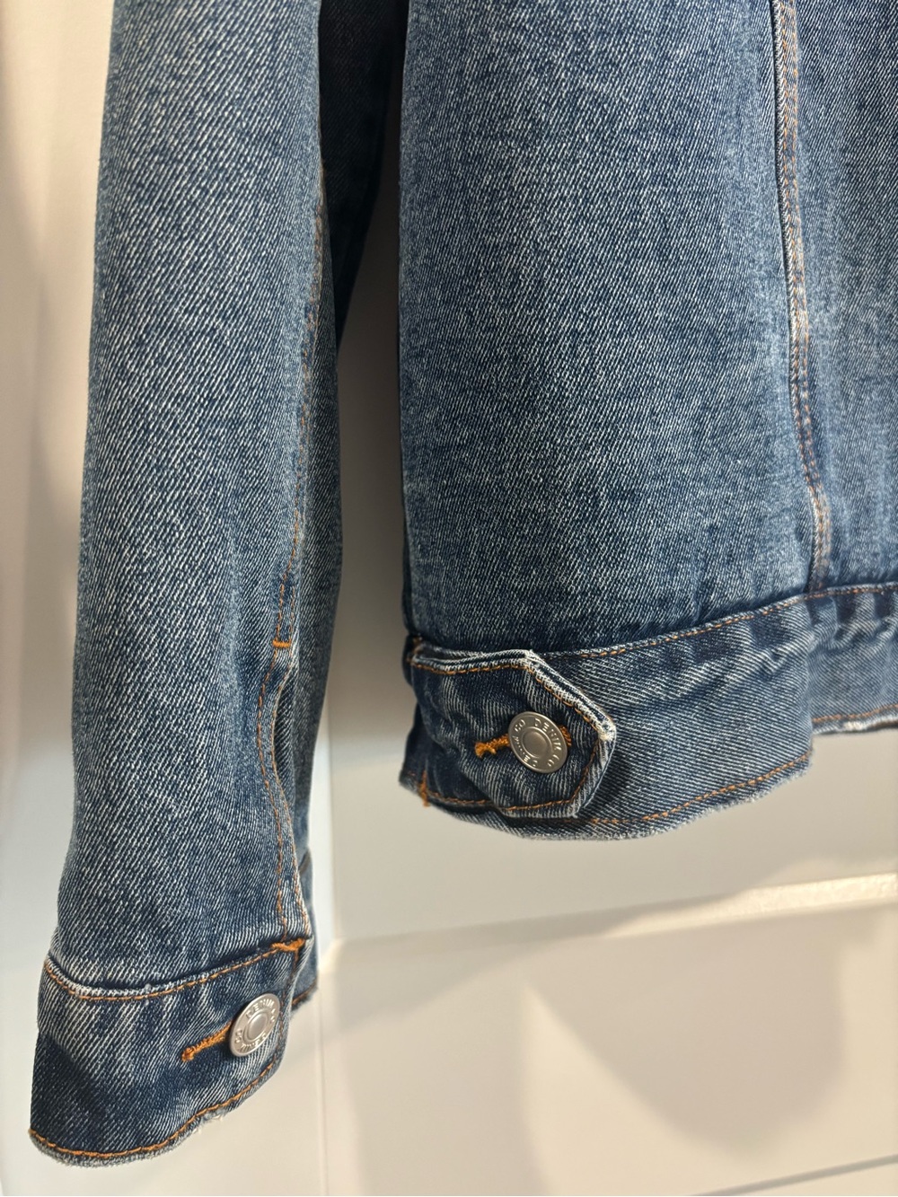 WOMENS Denim & CO. Sherpa-Lined Denim Jacket medium blue snaps on front SZ 14 - Picture 5 of 10